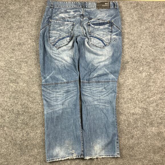 Rocawear Jeans Mens Size 42 Baggy Fit Blue Distressed Washed Hip Hop Denim Y2K - Picture 8 of 11